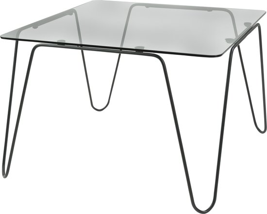 Torna Design Aramis 60 Rookglas - Bijzettafel - 58x38,5x58 cm- Zwart Staal/Rookglas