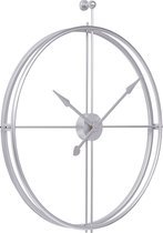 XXL LW Collection Horloge Moderne Argent 80cm / Grande Klok Murale Argent / XL Horloge Murale Métal Argent sans chiffres ni lettres Ronde / Chique Argent Klok Moderne Ronde