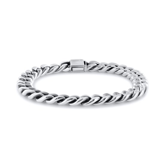 Silventi 9SIL-22792 Zilveren Gourmet Armband - 19cm - 8,1mm Breed - Rhodium - Zilver