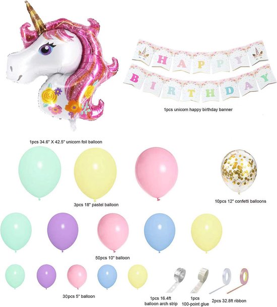 Guirlande ballons macarons licorne princesse