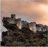 WallClassics - Poster Glossy – Kasteel sur une Berg - 100x100 cm Photo sur Papier Poster avec Finition Brillante