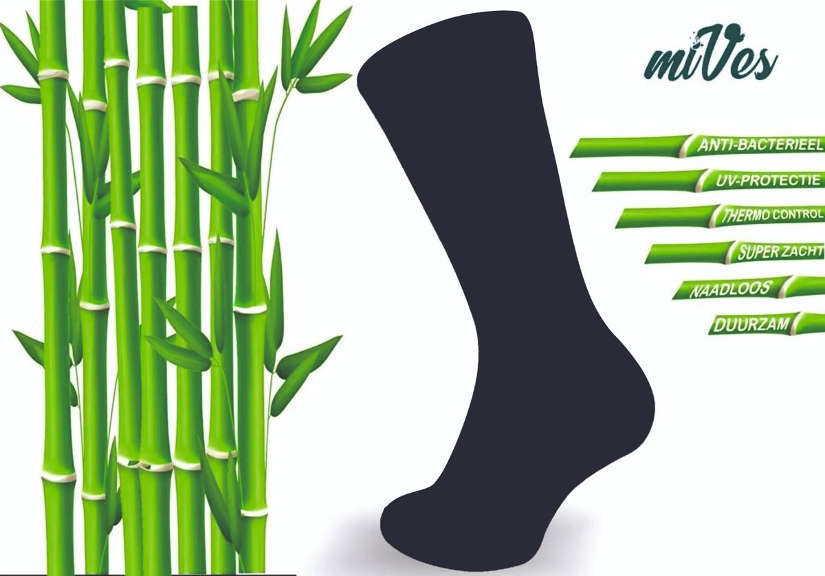 12x MIVES Bamboe Sokken Naadloos - Unisex - 12 paar - MARINEBLAUW - Maat 35-40 - Bamboe 84%
