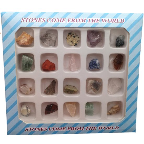 Kristallen en Edelstenen in doosje - Mix van 20 - Geschenkdoos