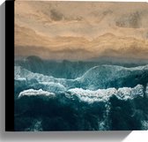 WallClassics - Toile - Mer ondulée et plage d'en haut - 30x30 cm Photo sur toile (Décoration murale sur toile)