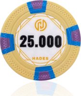Hades MTT Classic Poker Chips 25.000 geel (25 stuks) - pokerchips - pokerfiches - poker fiches - clay chips - pokerspel - pokerset - poker set