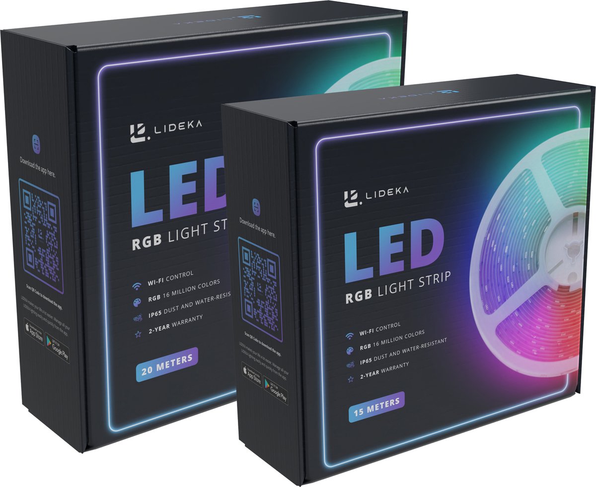 Lideka - Bande LED 20 Mètres (2x10) - 3.0 A - 50K Heures de