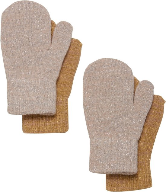 Celavi - Handschoenen voor kinderen - 2-pack - Magic Glitter - Beige & Goud - maat M (3-6 year)