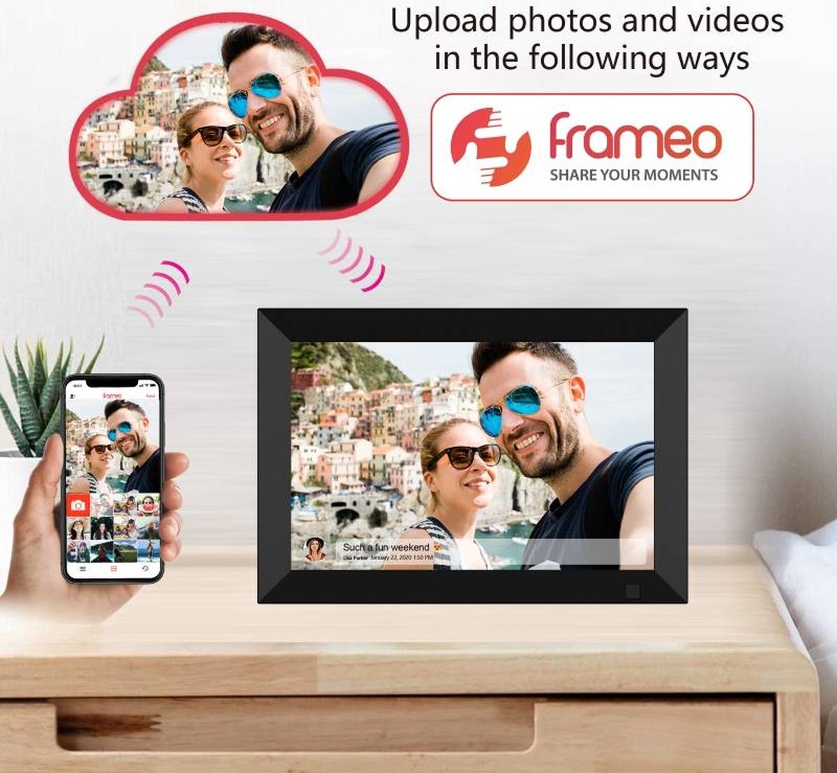 Digitale fotolijst met WiFi en Frameo App – Fotokader - 10.1 inch – HD+ ...