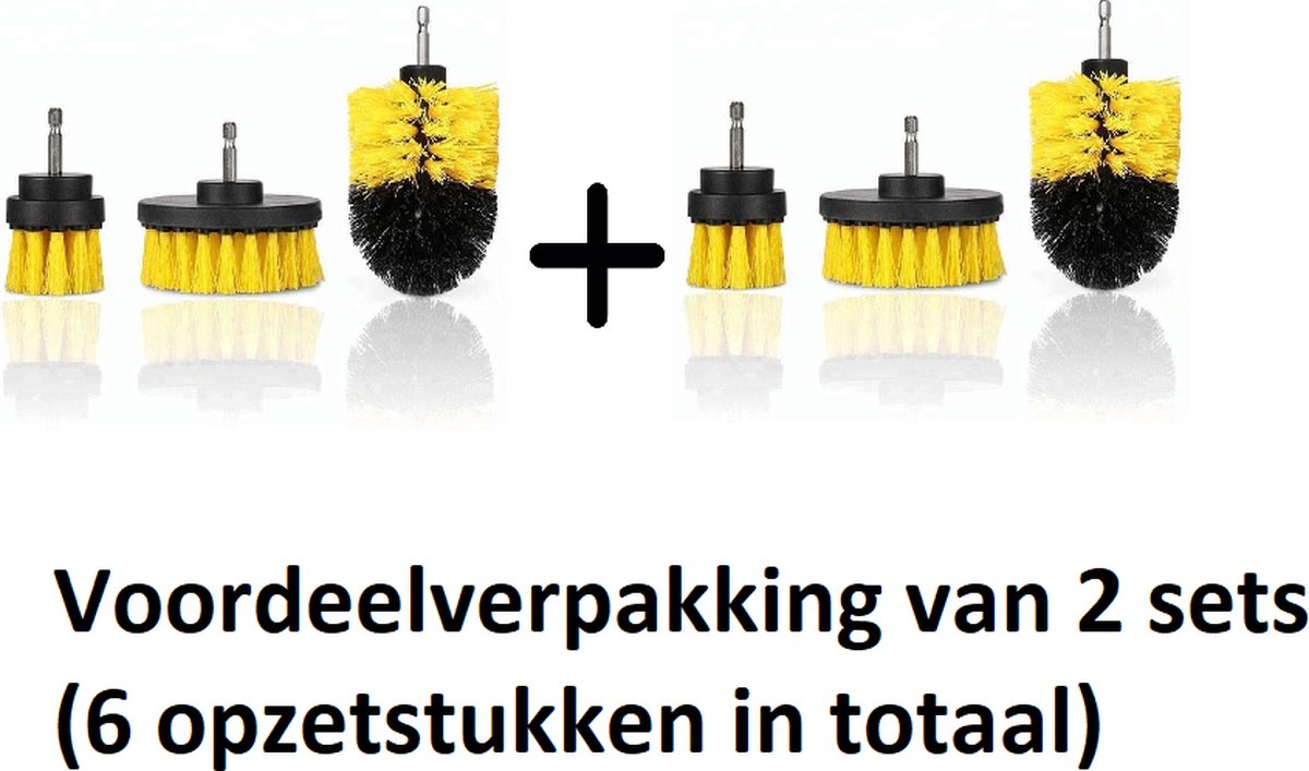 Goedkoopste 3 delige Borstelset voor Boormachine (Verpakking van 2 sets), Opzetstuk voor Boormachine, Reinigingsborstels, Boorborstels