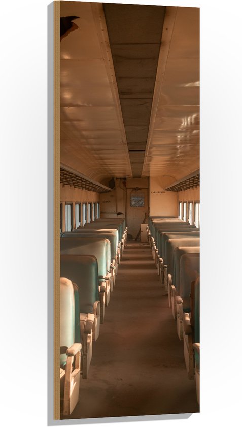 WallClassics - Bois - Intérieur d'un vieux bus - 40x120 cm - 9 mm d'épaisseur - Photo sur bois (avec système de suspension)