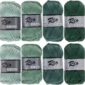 Fil à crocheter coton ton sur ton vert vintage - paquet de 8 pelotes de Rio