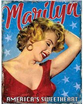 Metalen wandbord Marilyn Monroe America's Sweetheart - 30 x 40 cm