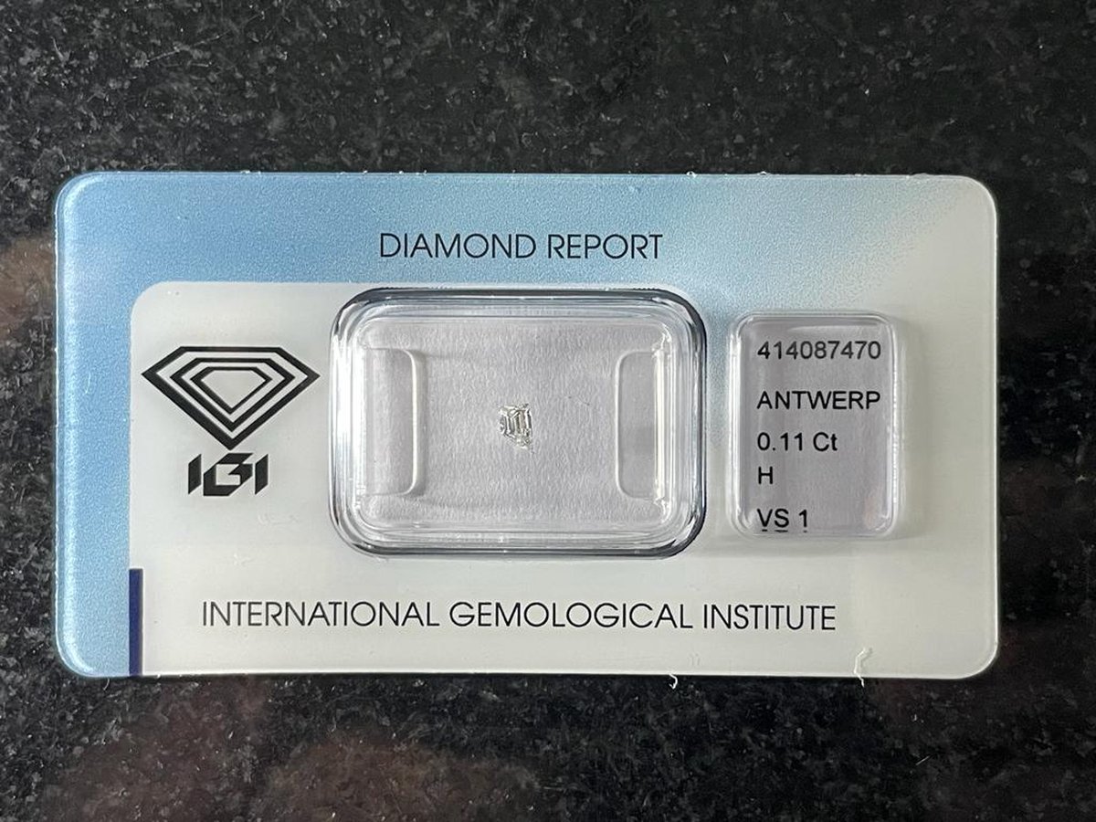 Diamant 0.11 CT in blister met certificaat