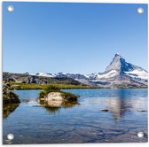 Tuinposter – Rotsen in Bevroren Water in Landschap - 50x50 cm Foto op Tuinposter (wanddecoratie voor buiten en binnen)