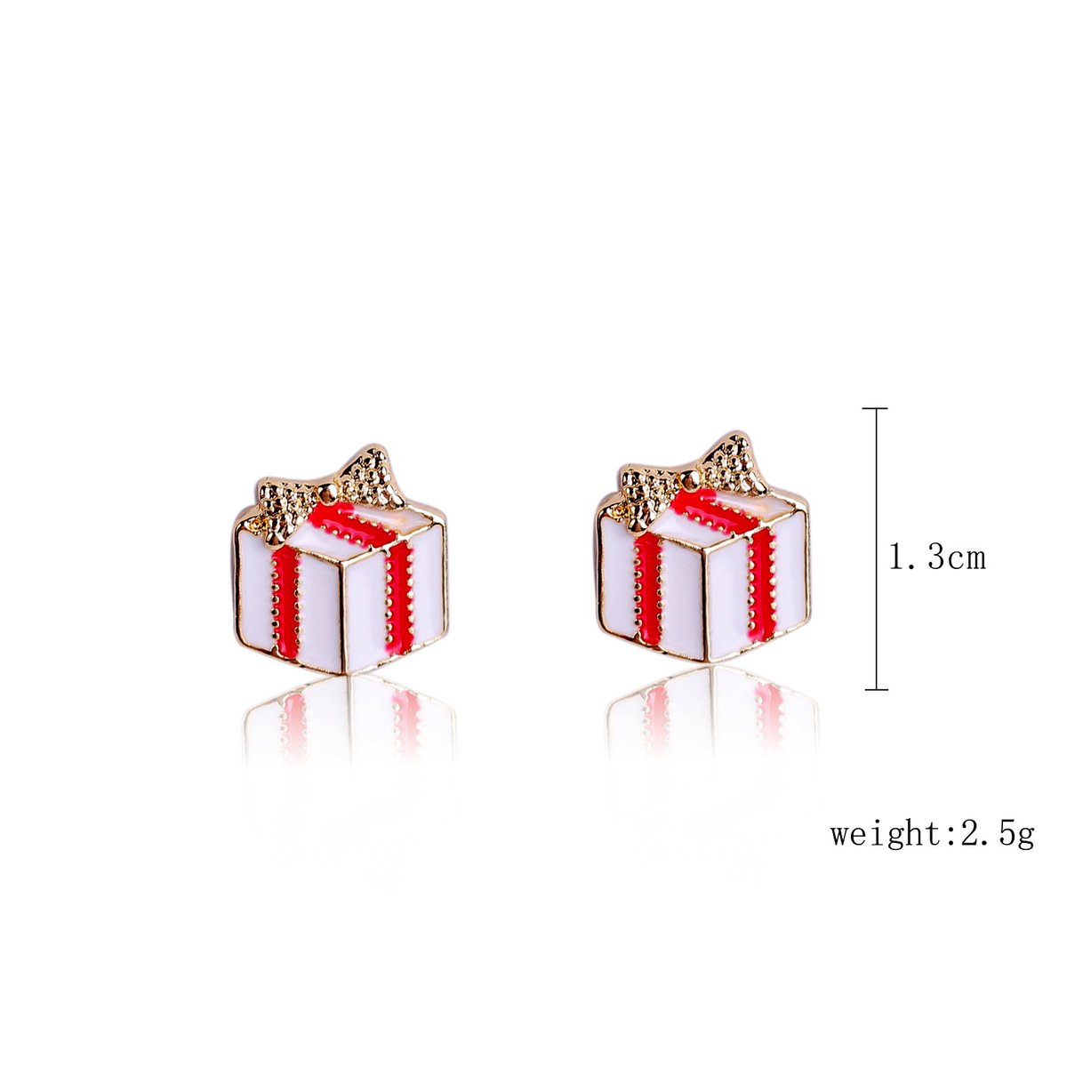 Cadeau oorknoppen | wit rood | goud gekleurd