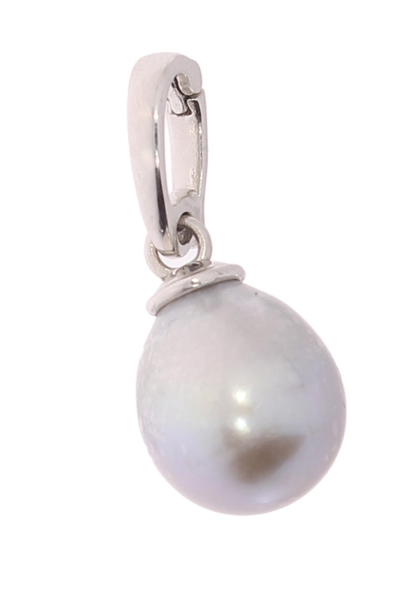 Witgoud cliphanger - 14karaat – parel - cliphanger - zoetwater parel uitverkoop Juwelier Verlinden St. Hubert - van €375,= voor €265,=