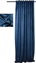Kant en klaar 80% Verduisterend Gordijn van hoge kwaliteit Fluweel – Blauw kleur Curtains met gloed- 140x260 cm - voor Gordijnen rail + heb ook optie voor Gordijnen Buis