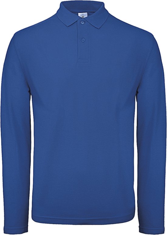 Men's Long Sleeve Polo ID.001 Kobaltblauw Paars merk B&C maat XL