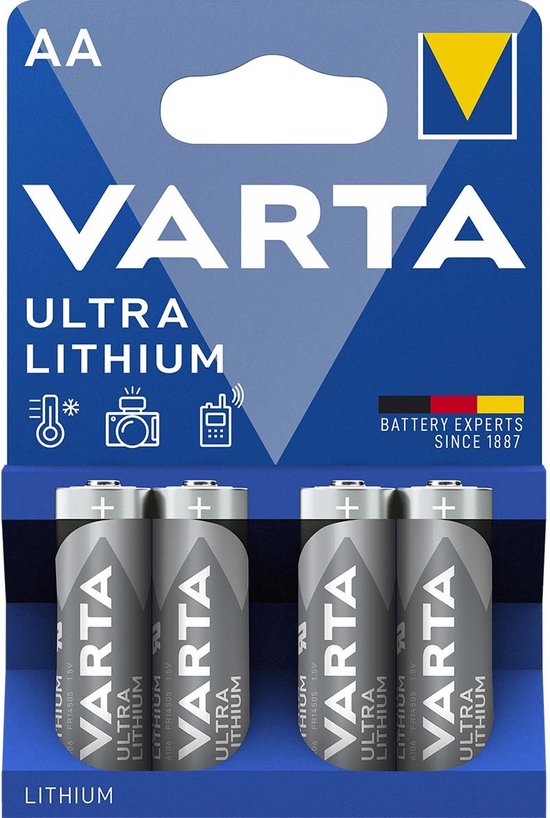 Varta AA (FR6) Ulta Lithium batterijen - 4 stuks in blister
