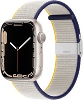 By Qubix Nylon bandje met klemsluiting - Wit - Geschikt voor Apple Watch 42mm - 44mm - 45mm - Ultra - 49mm - Compatible Apple watch bandje -