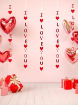 Originele Slinger I love you | Rood glans | Vlag – Versiering – Banner – Guirlande | Moederdag - Vaderdag - Verjaardag – Feest – Party – Birthday - Huwelijk - Valentijn - DH collection