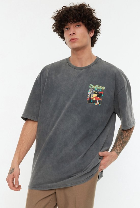 Trendyol TMNSS22TS0831 Volwassenen Mannen T-shirt Single pack - Antraciet - L