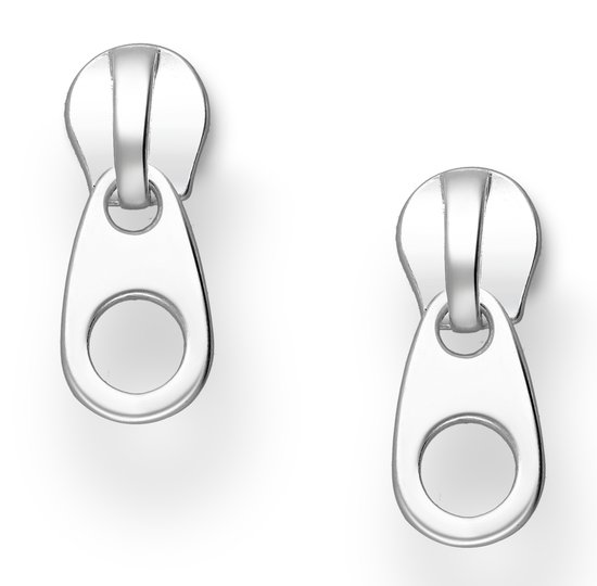 Joy|S - Zilveren rits oorbellen - 5 x 14 mm - massieve oorknoppen