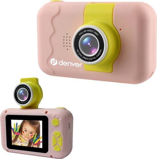 Denver Kindercamera - 2 in 1 Camera - FLIP LENS voor Selfies - 40MP - Speelgoed Fototoestel - KCA1350 - Roze