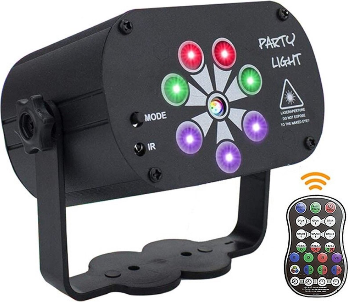 Discolamp - Discolicht - Met 8 Lichtstralen - Stroboscoop - Met Afstandsbediening - USB Powered - LED