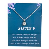 Bixorp Luck Zilveren Dames Ketting met Zirkonia Kristal - "Love Sister" - 45/50cm - Cadeau voor Vrouw - Zilverkleurig