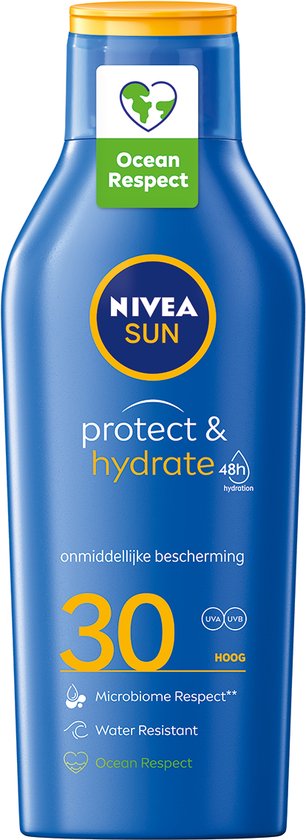 NIVEA SUN Protect & Hydrate Zonnecrème - SPF 30 - Beschermt en hydrateert - Zonbescherming - 400 ml