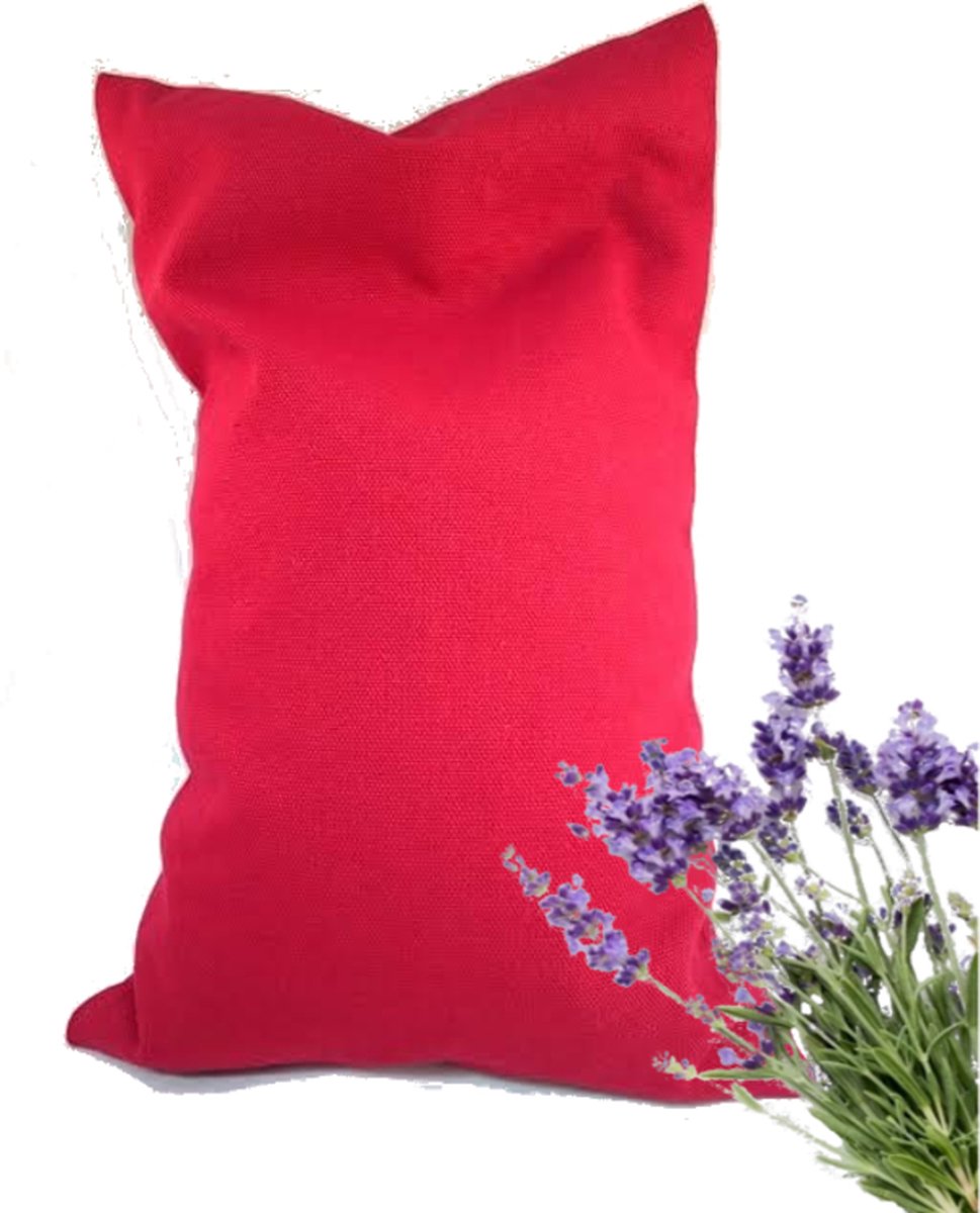 Goedkoopste Ecologisch Kersenpitkussen met lavendel 30 x 20 cm (Rood), voor soepele spieren en ontspanning - Wijn Rood - wasbaar hoesje