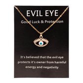 Bixorp Luck Gouden Dames Ketting met Oog - "Evil Eye" - 45/50cm - Cadeau voor Vrouw - Goudkleurig