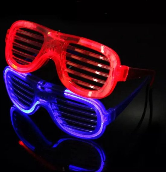 Balinco Led-bril met 3 flitsmodi, perfect geschikt als Techno DJ, festival, Halloween, carnaval, als aanvulling op het horrorkostuum (wit / zilver