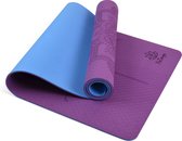 YoZenga Premium yoga mat | sportmat | fitnessmat | extra dik | extra breed | Mandala Flower Violet Purple/Blue | TPE | Inclusief draagriem