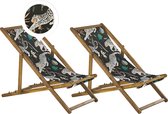 ANZIO - Strandstoel set van 2 - Lichthout/Dieren - Polyester