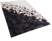 KEMAH - Patchwork vloerkleed - Zwart - 140 x 200 cm - Koeienhuid leer