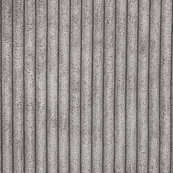 Textuur van lichtgrijs corduroy met verticale ribbels en een subtiel zwart streepje.