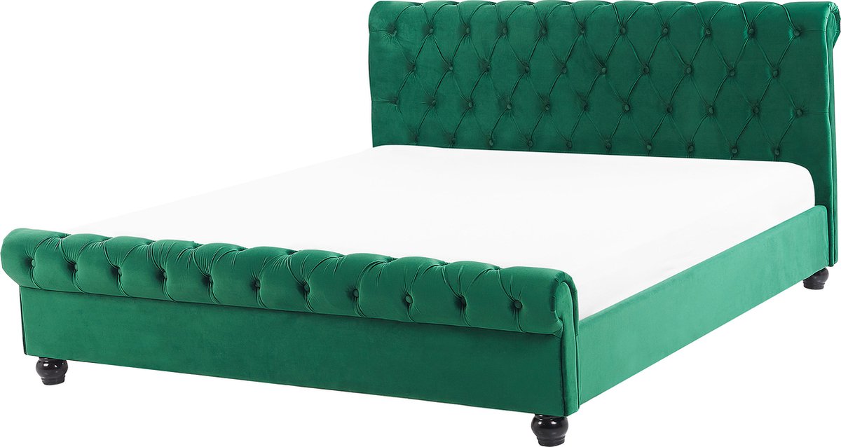 BELIANI AVALLON - Tweepersoonsbed - Smaragdgroen - 160 x 200 cm - Fluweel