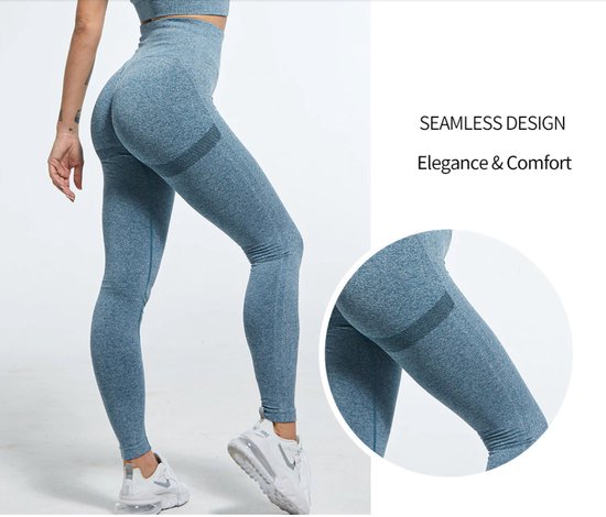 Gym Revolution - Sportlegging dames - Sportkleding dames - Sportbroek dames - Sportlegging - Push up - Shape legging - Sportlegging dames high waist - Hardloopbroek dames - yoga legging dames - Licht blauw Maat XL van Merkloos — afbeelding 3