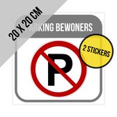 Pictogram/ sticker | "Parking bewoners" | 20 x 20 cm | Parkeerverbod | Verboden te parkeren | Residentie | Voorbehouden | Residenten | Appartement | 2 stuks