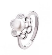 N3 Collecties 925 Sterling Zilveren Wit Natuurlijke Parel Ring Voor Vrouwen-Bloem