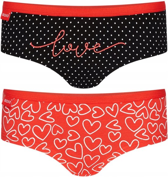 Valentine - Cadeau - Slip Femme - Love - Zwart/ Rouge - Taille L