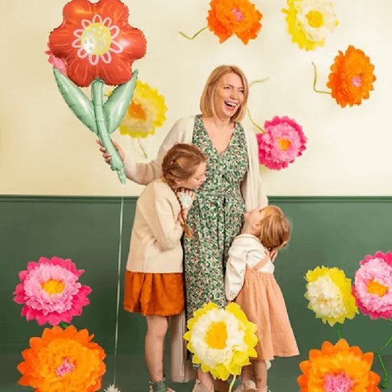 SUNBEAUTY 12 Stuks Papieren Bloemen Pompons - 35 Cm Pastel Madeliefjes Voor Bruiloft En Babyshower Decoratie