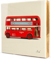 London Bus Steigerhout Tegeltableau - 1x1 - 19 x 19 cm (LxB)