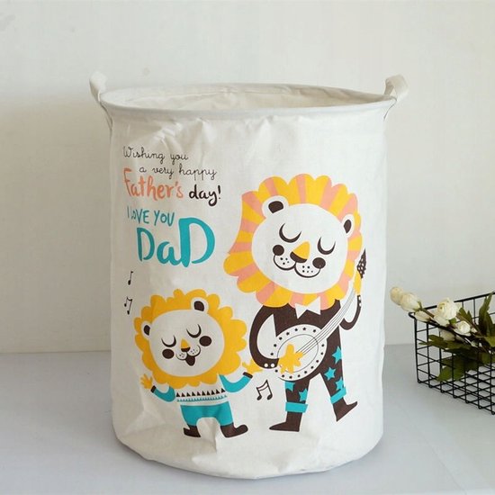 Panier à Jouets / Rangement / Panier à linge Chambre d'enfant - Tissu voile en coton robuste - 45 x 35 cm - Dancing Lions