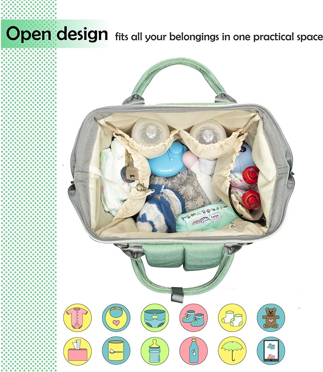 LOVEVOOK Luierrugzak baby luiertas grote luiertas, zwart, Medium