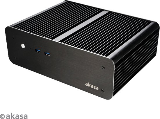 Akasa Euler MX, Fanless Aluminium Case, 2 x Front USB 3.0, 2 x 2.5 drive support, Mini-ITX Mobo Specific, Pico PW Adpt.