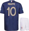 foto van Frankrijk Voetbaltenue Mbappe - Mbappe Tenue Thuis - 2022-2024 - Voetbaltenue Kinderen - Shirt en Broekje - Volwassenen - Maat 140 - Blauw