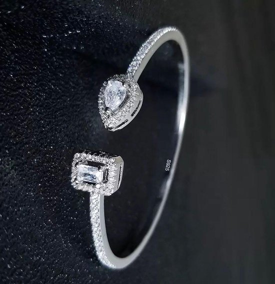 Bangle Dames Ladies Armband Bracelet Different Twins Zilverkleurig Met